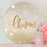 Aperturee - White Snowflake Round Gold Christmas Backdorp